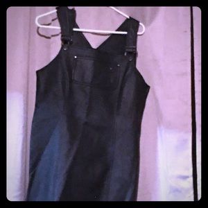 Vintage Bib/overall faux leather dress